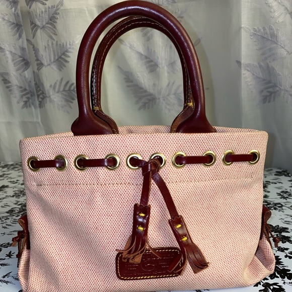 Vintage Dooney & Bourke  small red handbag canvas - Picture 1 of 7